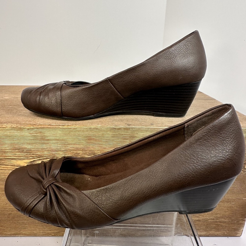 Yuu Denzel Wedge Pumps Womens 9.5M Brown Comfort Ballet Minimalist Casual Work